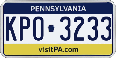PA license plate KPO3233