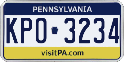 PA license plate KPO3234