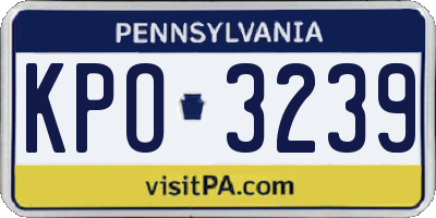 PA license plate KPO3239