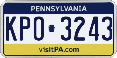 PA license plate KPO3243