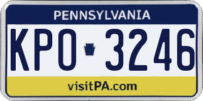 PA license plate KPO3246