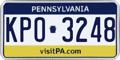 PA license plate KPO3248