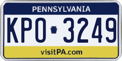 PA license plate KPO3249