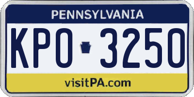 PA license plate KPO3250