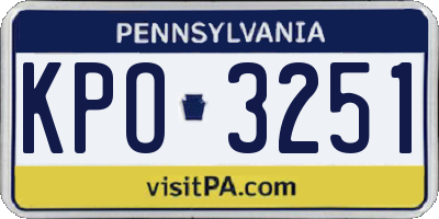 PA license plate KPO3251