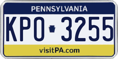 PA license plate KPO3255