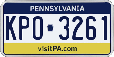 PA license plate KPO3261