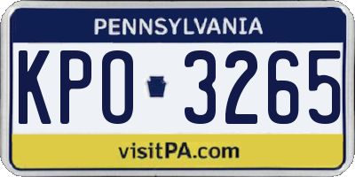 PA license plate KPO3265