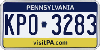 PA license plate KPO3283