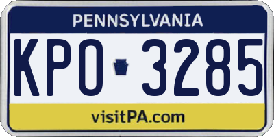 PA license plate KPO3285