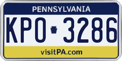 PA license plate KPO3286
