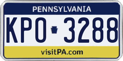 PA license plate KPO3288