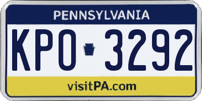 PA license plate KPO3292