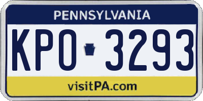 PA license plate KPO3293