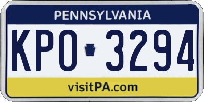 PA license plate KPO3294