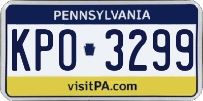 PA license plate KPO3299