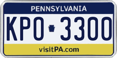 PA license plate KPO3300