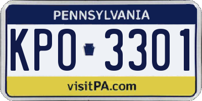 PA license plate KPO3301