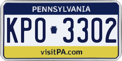 PA license plate KPO3302