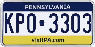 PA license plate KPO3303