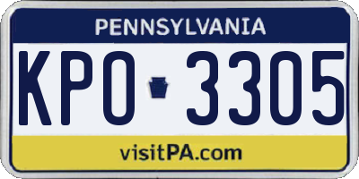 PA license plate KPO3305