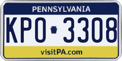 PA license plate KPO3308