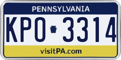 PA license plate KPO3314