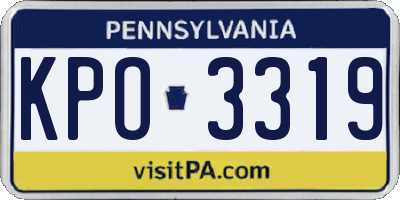 PA license plate KPO3319