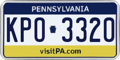 PA license plate KPO3320