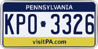 PA license plate KPO3326