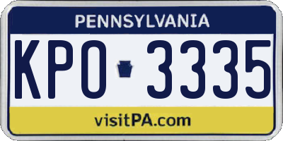 PA license plate KPO3335