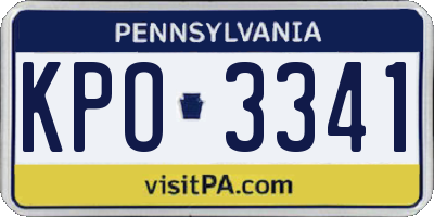 PA license plate KPO3341