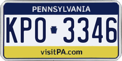 PA license plate KPO3346