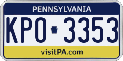 PA license plate KPO3353