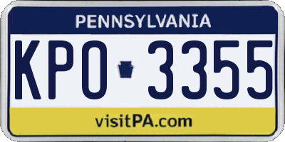 PA license plate KPO3355