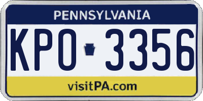 PA license plate KPO3356