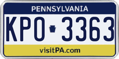PA license plate KPO3363