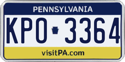 PA license plate KPO3364