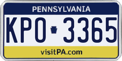 PA license plate KPO3365