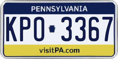 PA license plate KPO3367