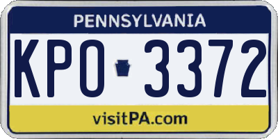 PA license plate KPO3372