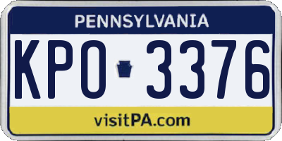 PA license plate KPO3376