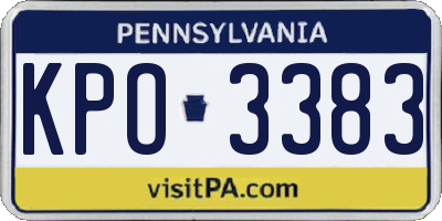 PA license plate KPO3383
