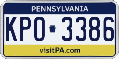 PA license plate KPO3386