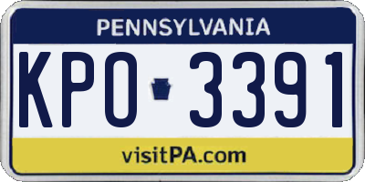 PA license plate KPO3391