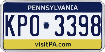 PA license plate KPO3398