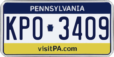 PA license plate KPO3409