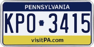 PA license plate KPO3415
