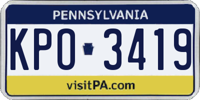 PA license plate KPO3419