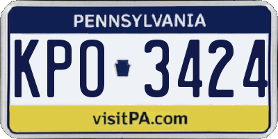 PA license plate KPO3424